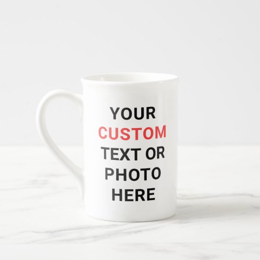 Custom Mug | Add Text, Photo, Logo or Design Here ボーンチャイナマグカップ (左)