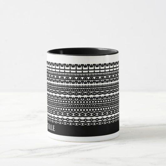Custom Mug with Hidden Text in Geometric Pattern マグカップ (中央)
