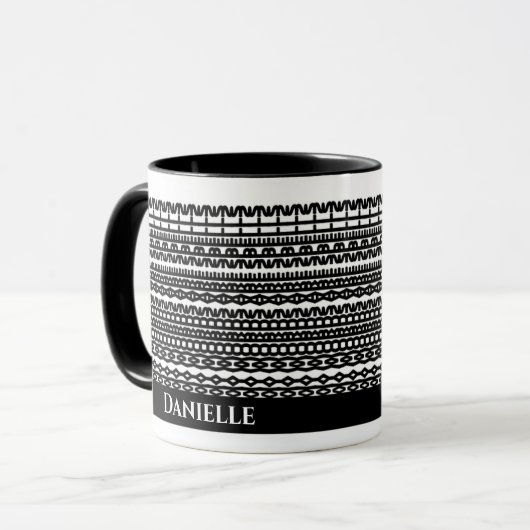 Custom Mug with Hidden Text in Geometric Pattern マグカップ (正面左)