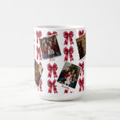 Custom Multi-Photo Christmas Mug with Red Bows コーヒーマグカップ (中央)