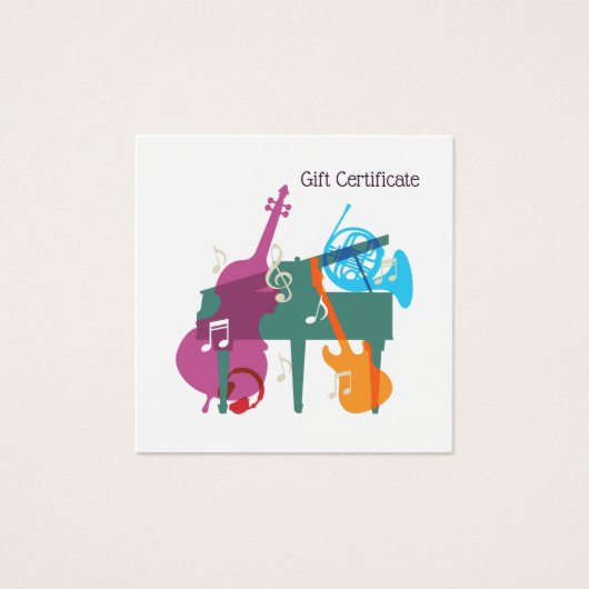 Custom Music Lessons Gift Certificate (正面)