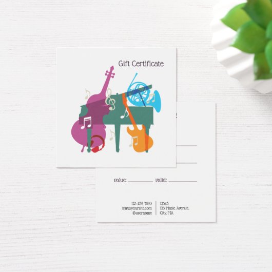 Custom Music Lessons Gift Certificate (デスク)