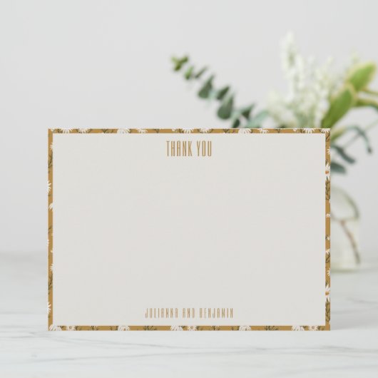 Custom Mustard Yellow Daisy Flowers Wedding Names サンキューカード (スタンド正面)