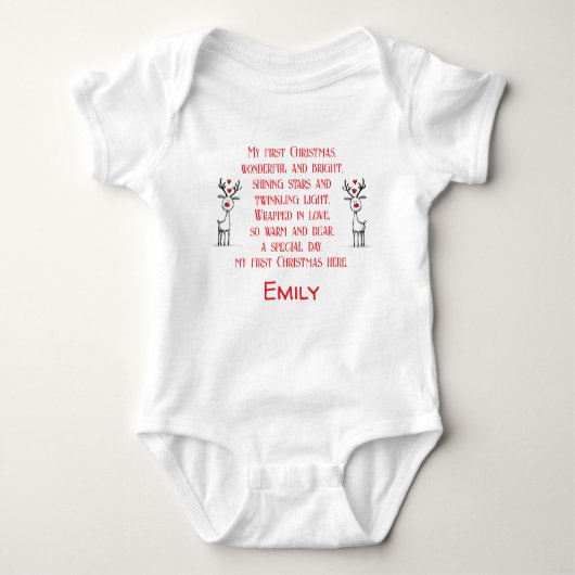 Custom My 1st Christmas Poem, Baby Gift Idea, ベビーボディスーツ (正面)
