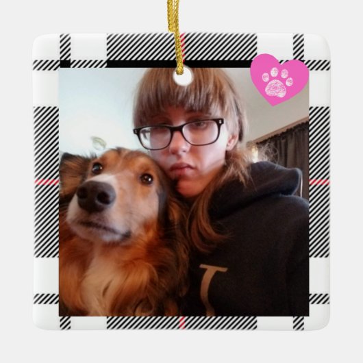 Custom My Bestie has Four Paws Chirstmas  セラミックオーナメント (正面)