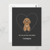 Custom My Valentine Has Paws Cockapoo Dog Lover ポストカード (正面/裏面)