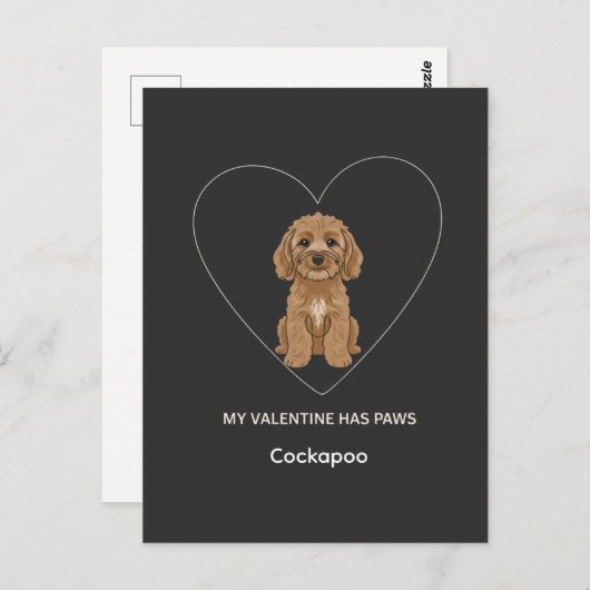Custom My Valentine Has Paws Cockapoo Dog Lover ポストカード (正面/裏面)