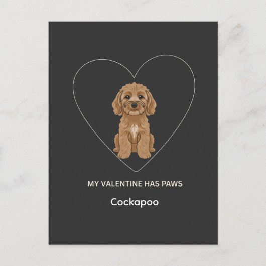 Custom My Valentine Has Paws Cockapoo Dog Lover ポストカード (正面)