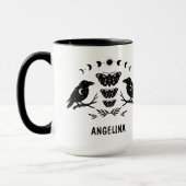 Custom Mystical Celestial Moth & Crows Goth Witchy マグカップ (左)