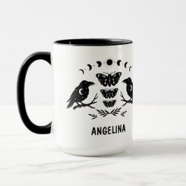 Custom Mystical Celestial Moth & Crows Goth Witchy マグカップ