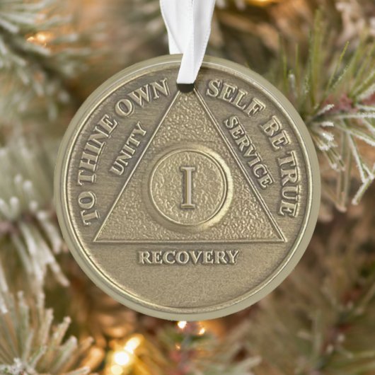 Custom Name | 1 Year Sober Anniversary Medallion オーナメント (ツリー)