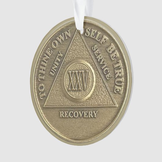 Custom Name | 25 Year Sober Anniversary Medallion オーナメント (正面)
