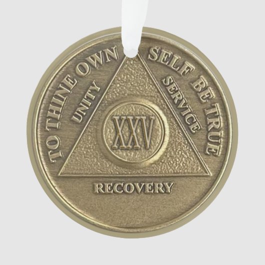 Custom Name | 25 Year Sober Anniversary Medallion オーナメント (正面)