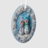 Custom name 2D Snowmen Couple Ornament オーナメント (正面)