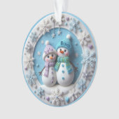 Custom name 2D Snowmen Couple Ornament オーナメント (正面)