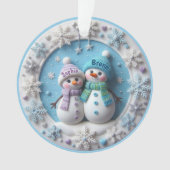 Custom name 2D Snowmen Couple Ornament オーナメント (正面)