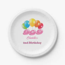 Custom Name 2nd Birthday Girl ペーパープレート