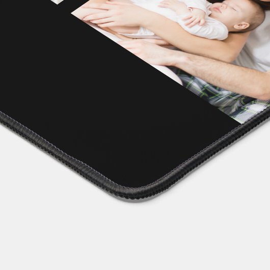 Custom Name 4 Photo Collage Personalized Black デスクマット (コーナー)