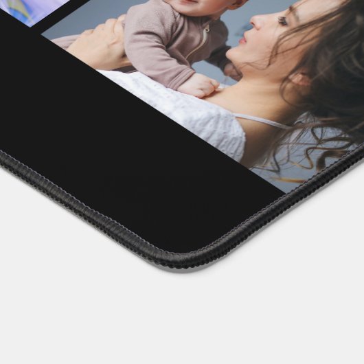 Custom Name 8 Photo Collage Personalized Black デスクマット (コーナー)