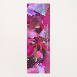 Custom Name Abstract 3D Effect Pink Red Ribbon  ヨガマット