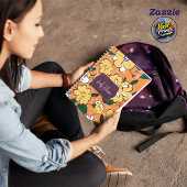 Custom Name Abstract Floral Orange White ノートブック