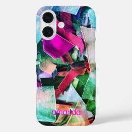 Custom Name Abstract Iridescent Colorful 3D Effect iPhone 16ケース