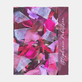 Custom Name Abstract Pink Purple Stripe Maximalist フリースブランケット