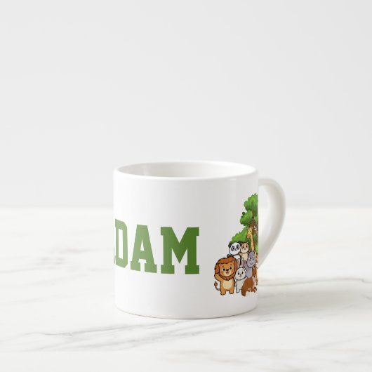 Custom Name Adam Safari Animals Espresso Mug エスプレッソカップ (正面右)