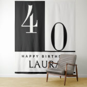 Custom Name & Age Banner, Black and White Birthday タペストリー (インサイチュ)
