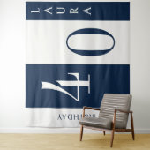 Custom Name & Age Banner, Navy and White Birthday タペストリー (インサイチュ)