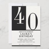 Custom Name & Age Birthday Invite, Black and White 招待状 (正面)