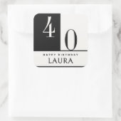 Custom Name & Age Black and White Birthday スクエアシール (バッグ)