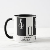 Custom Name & Age Black and White Birthday マグカップ (左)