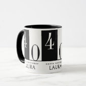 Custom Name & Age Black and White Birthday マグカップ (正面左)