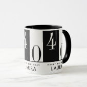 Custom Name & Age Black and White Birthday マグカップ (正面右)
