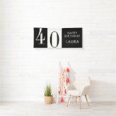 Custom Name & Age Black White Birthday Horizontal 横断幕 (インサイチュ)