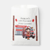 Custom Name & Age Cute 3D Firefighter Girl フェイバーバッグ (正面)