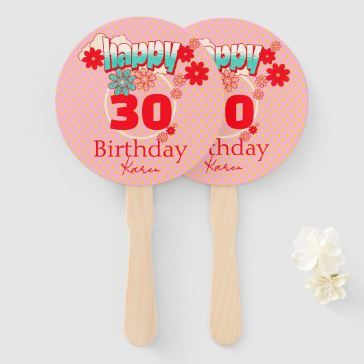 Custom Name & Age, Happy Birthday ハンドファン (正面&裏面)