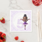Custom Name & Age Purple Ballerina Kids Birthday スタンダードカクテルナプキン (インサイチュ)