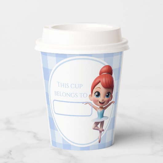 Custom Name & Age Reusable Blue Ballerina Birthday 紙コップ (裏面)