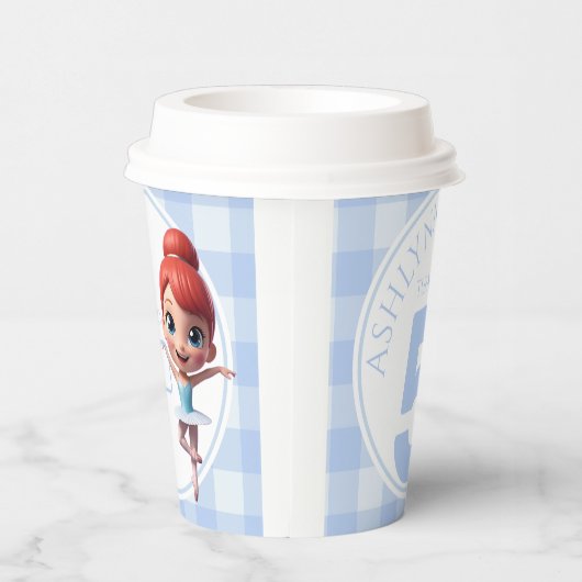 Custom Name & Age Reusable Blue Ballerina Birthday 紙コップ (右)