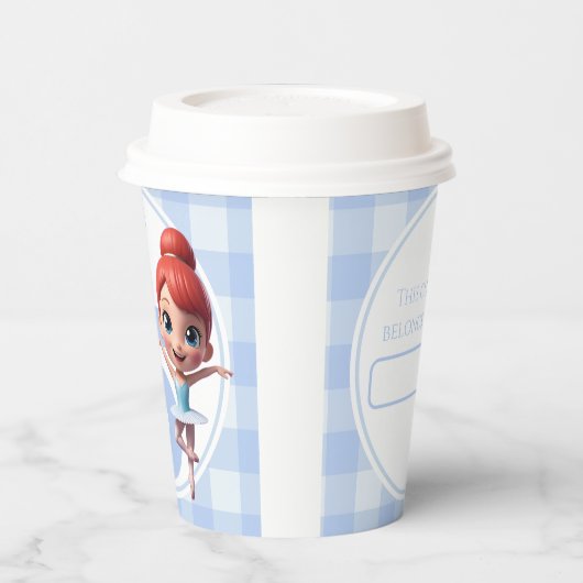 Custom Name & Age Reusable Blue Ballerina Birthday 紙コップ (左)