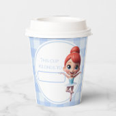 Custom Name & Age Reusable Blue Ballerina Birthday 紙コップ (裏面)