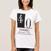 Custom Name & Age Shirt, Black White Birthday Crew Tシャツ (正面)