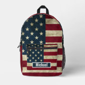 Custom Name American Flag Boys Backpack プリントバックパック (正面)
