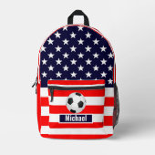 Custom Name American Flag Football Boys Backpack プリントバックパック (正面)