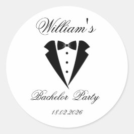 Custom Name And Date Bachelor party ラウンドシール