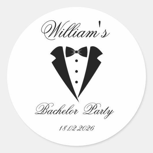 Custom Name And Date Bachelor party ラウンドシール (正面)