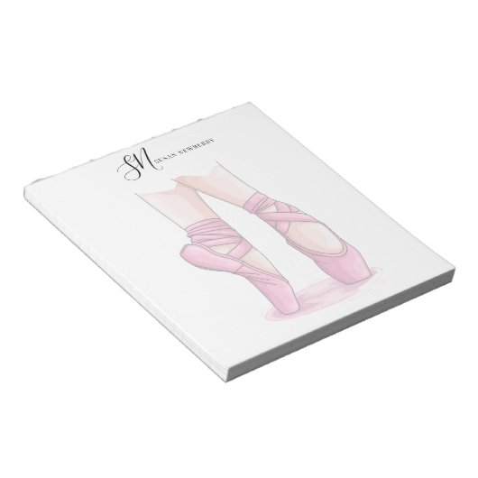 Custom Name and Initials Ballet Pointe Notepad ノートパッド (アングル)