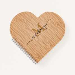 Custom Name and Monogram Heart Shaped Spiral ノートブック